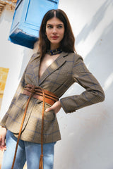 Kiwa Camel Tartan Blazer