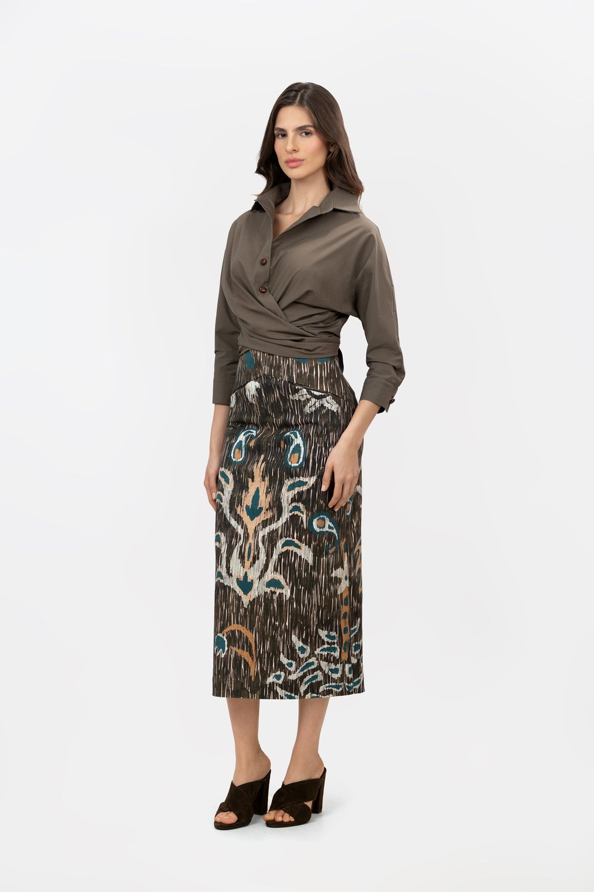 Anidar Jungle Brown Print Skirt