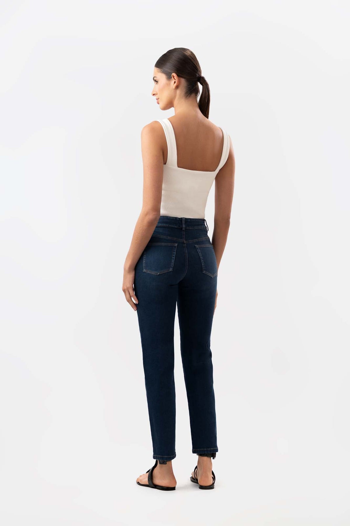 Cecil Leg Crop Dark Blue Jeans