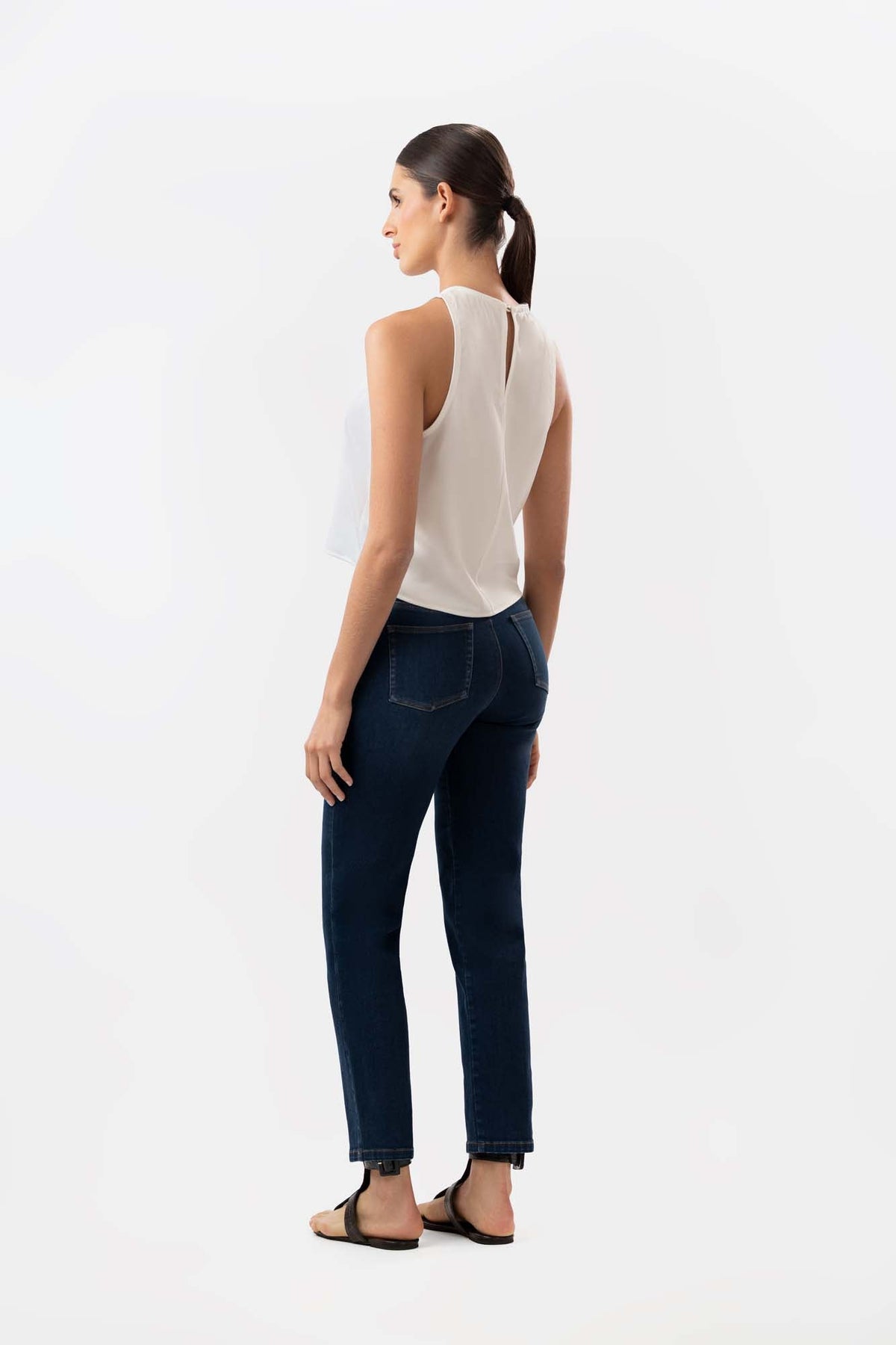 Cecil Leg Crop Dark Blue Jeans