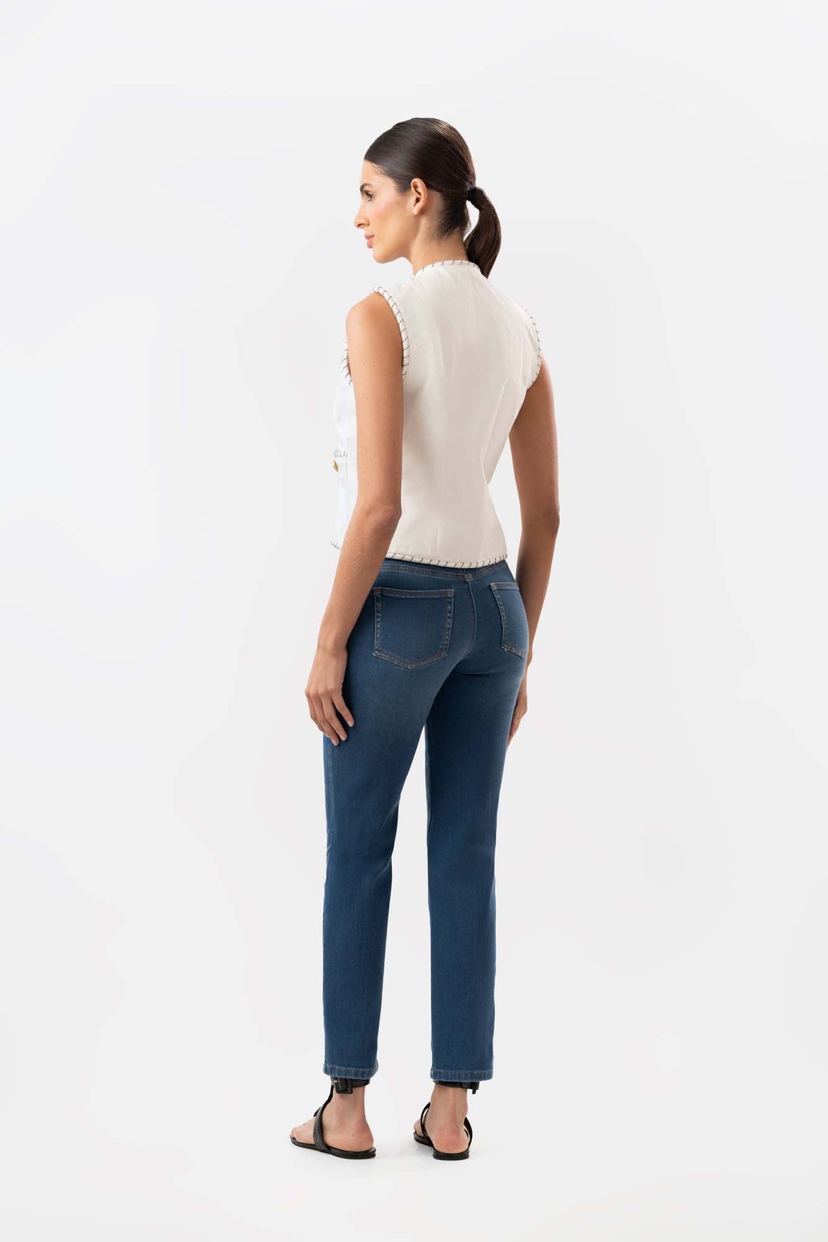 Cecil Leg Crop Blue Jeans