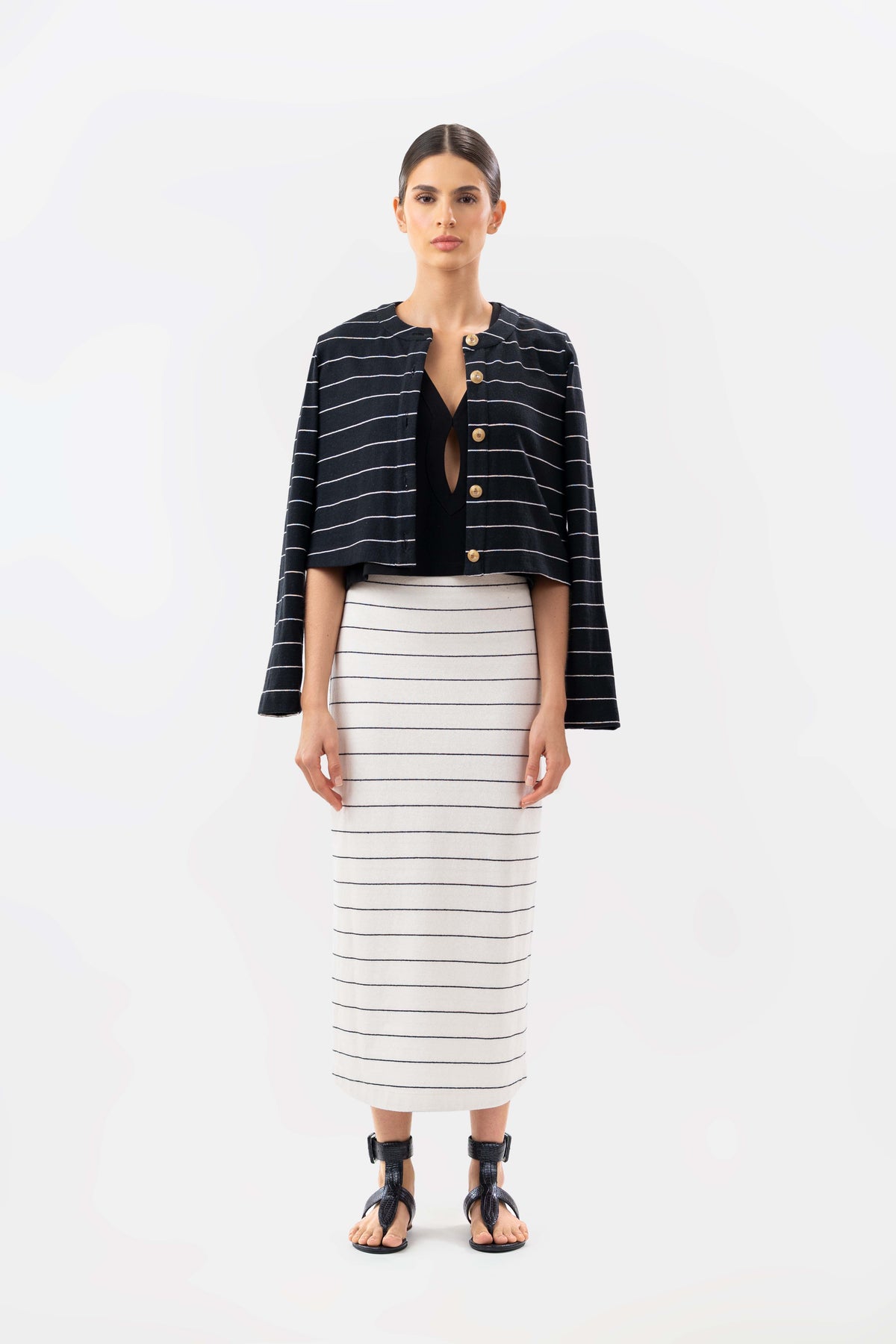 Lison Ivory Black Sweater