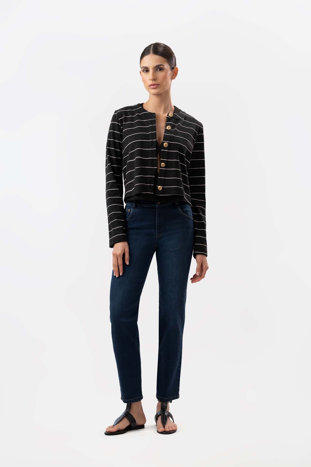 Cecil Leg Crop Dark Blue Jeans