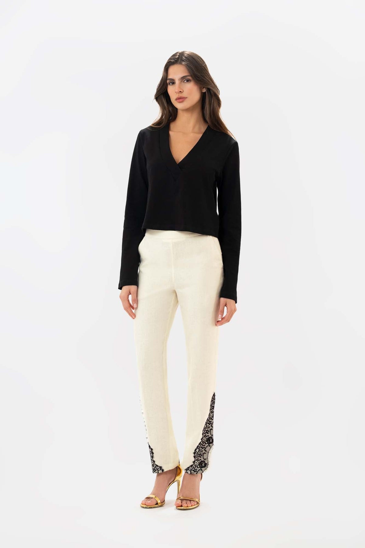 Ivara Ivory Black Pants