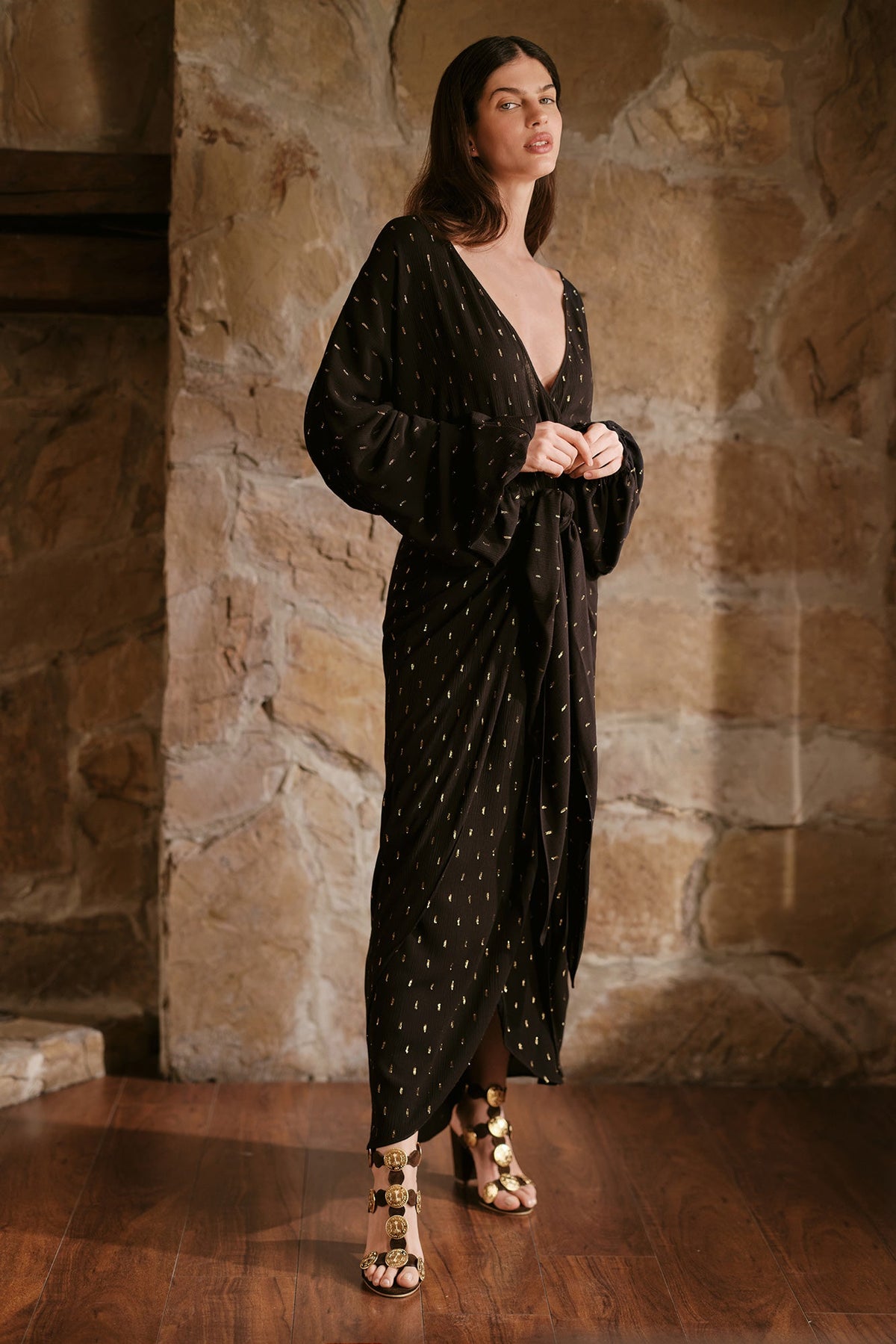 Delia Black Gold Dress
