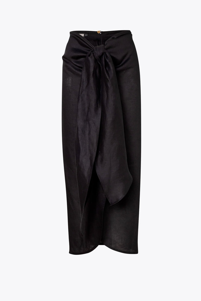 Corchea Black Linen Skirt