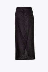 Corchea Black Linen Skirt