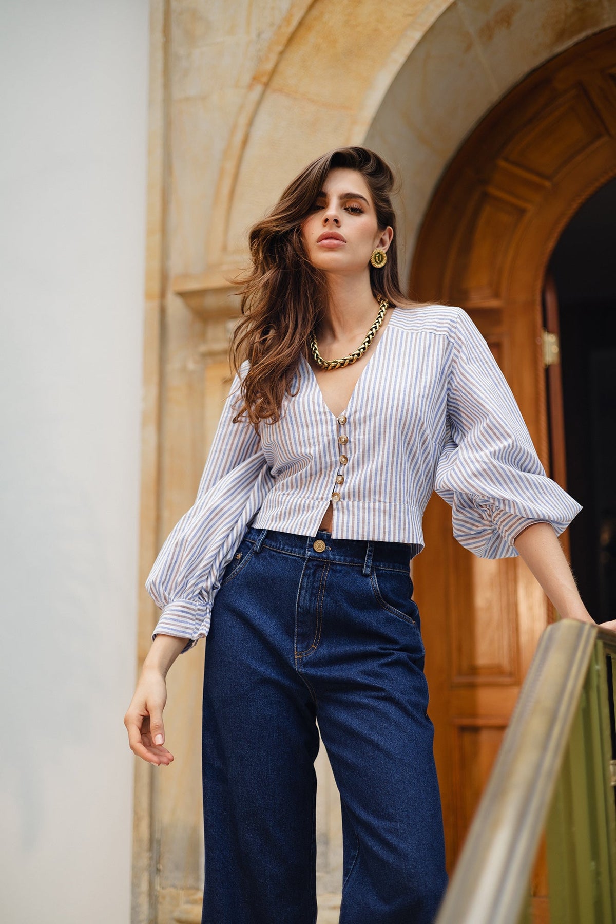 Delhi Blouse Colored Stripes