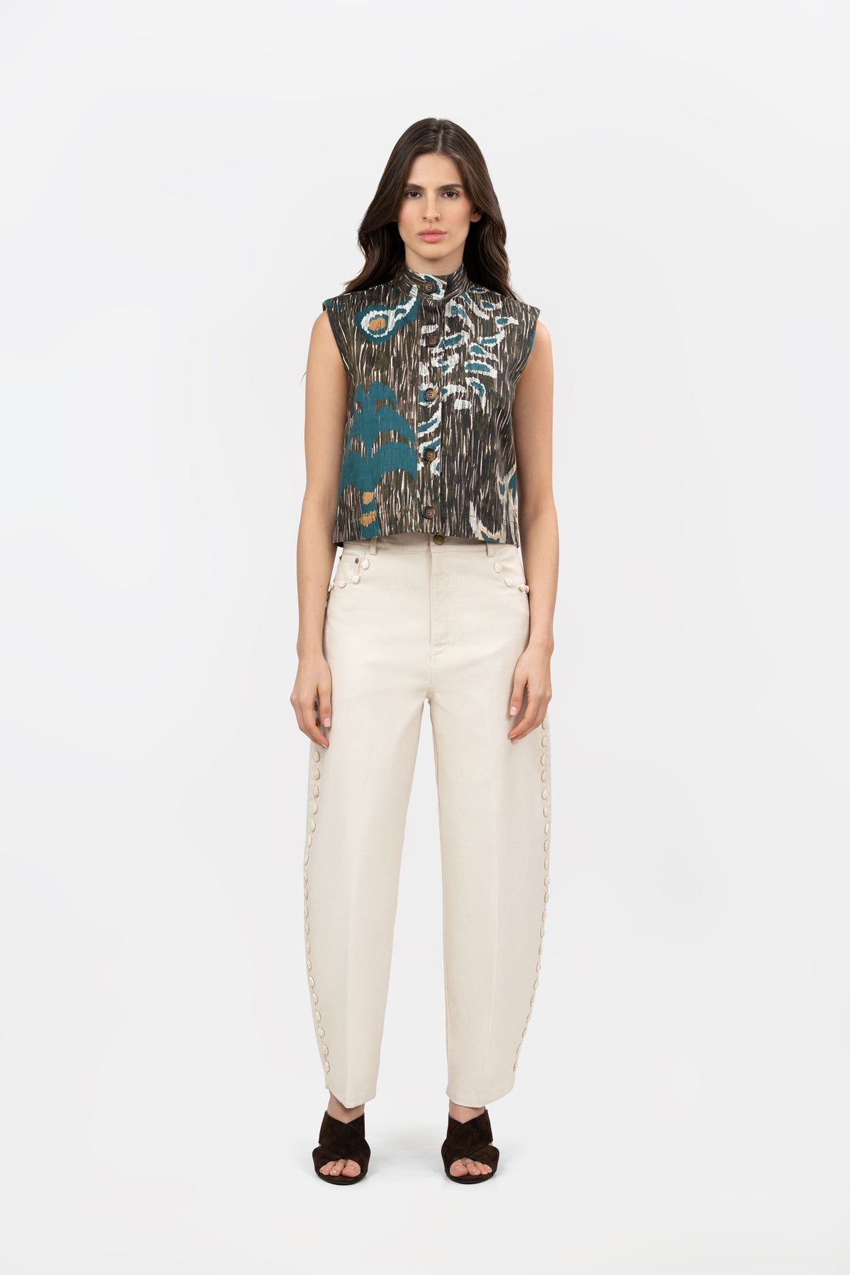 Cumbre Jungle Brown Print Vest
