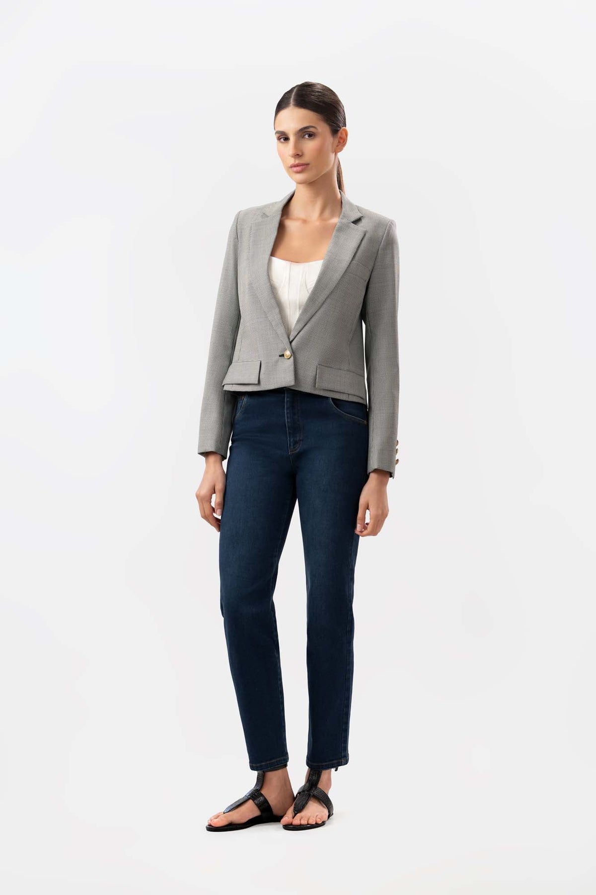 Cecil Leg Crop Dark Blue Jeans