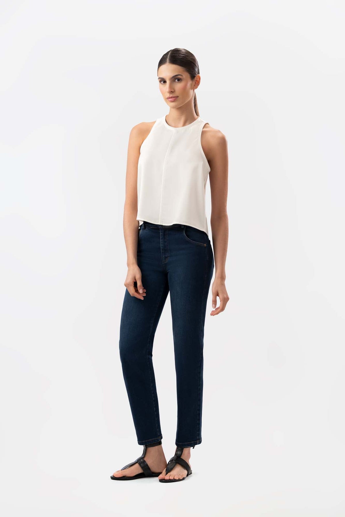Cecil Leg Crop Dark Blue Jeans