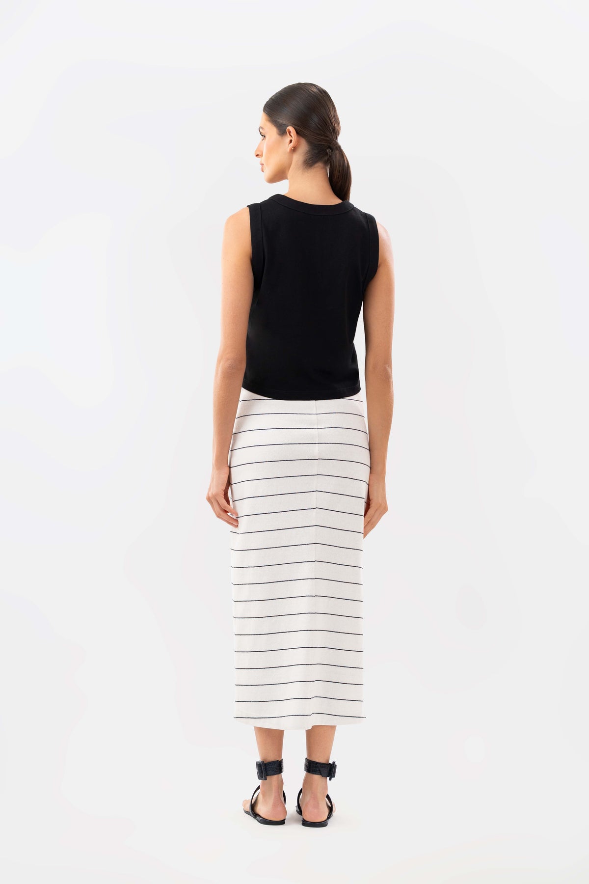 Alix Ivory Black Stripes Skirt