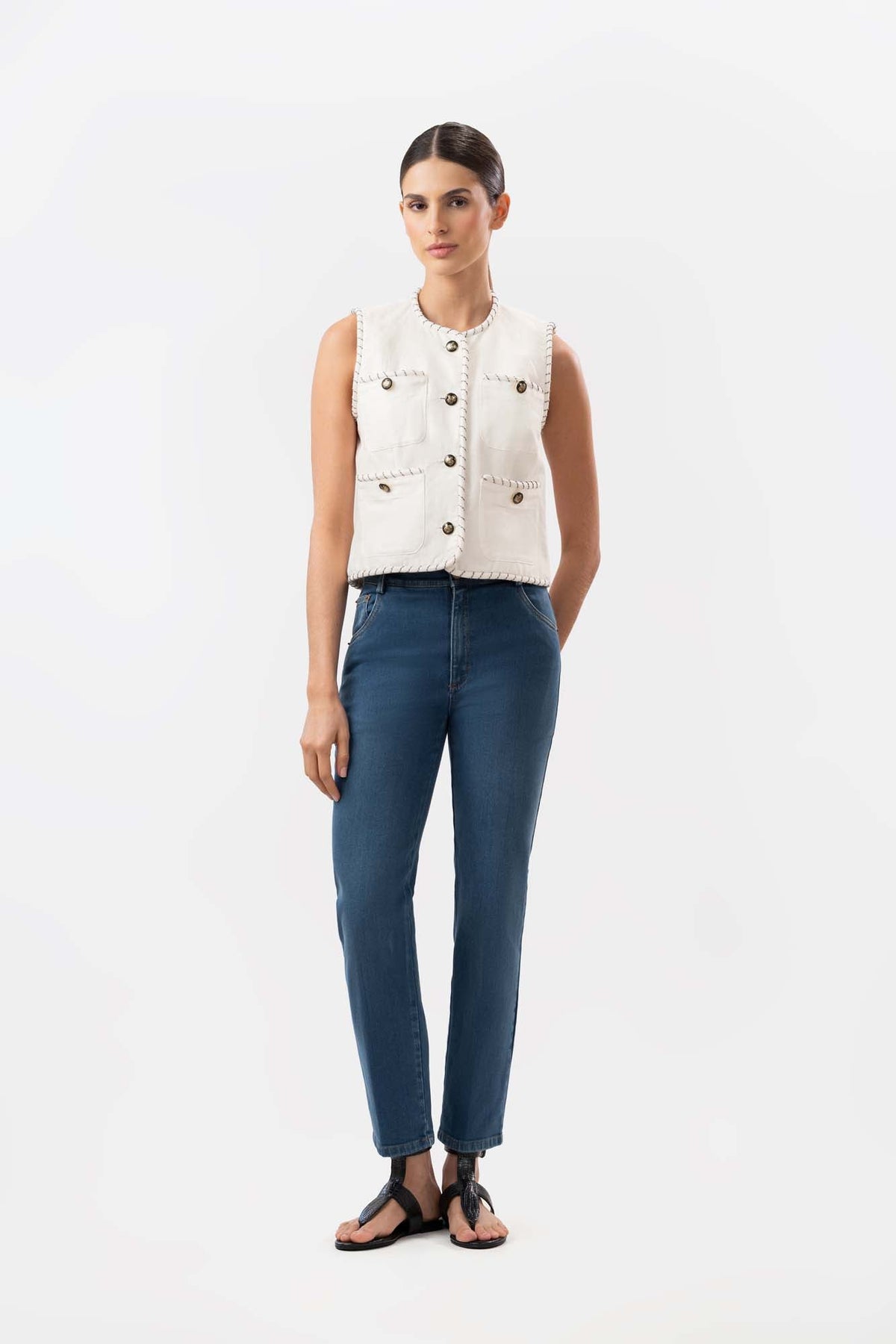 Cecil Leg Crop Blue Jeans