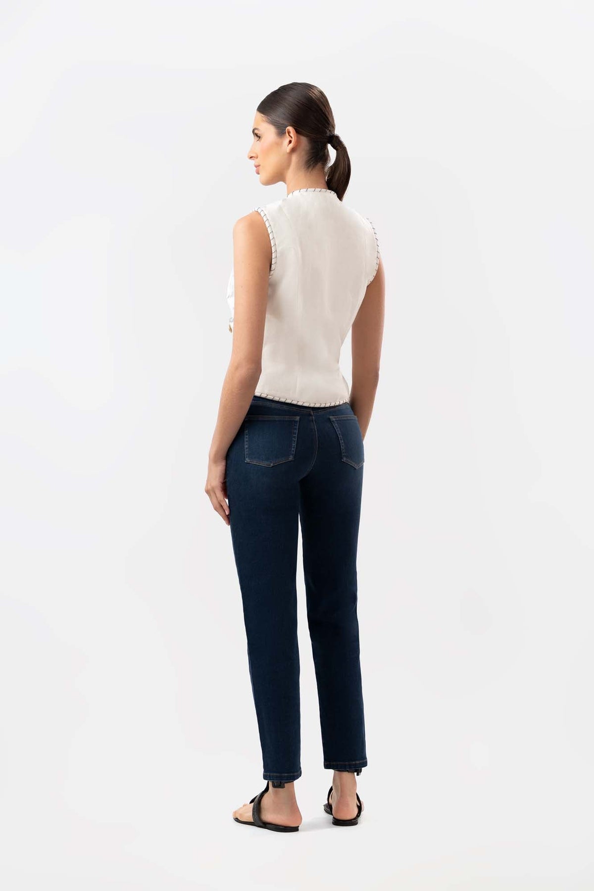 Cecil Leg Crop Dark Blue Jeans
