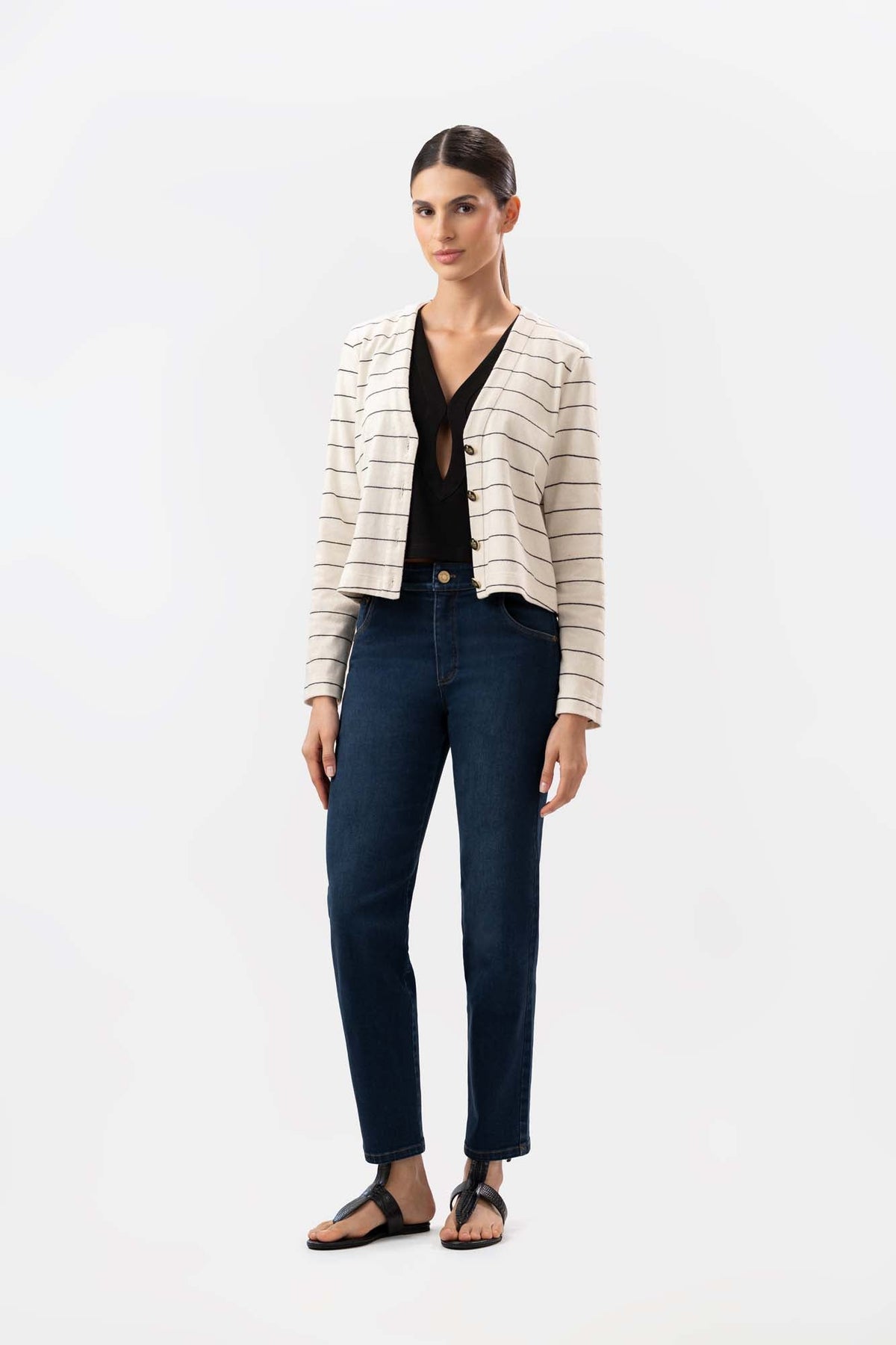 Cecil Leg Crop Dark Blue Jeans