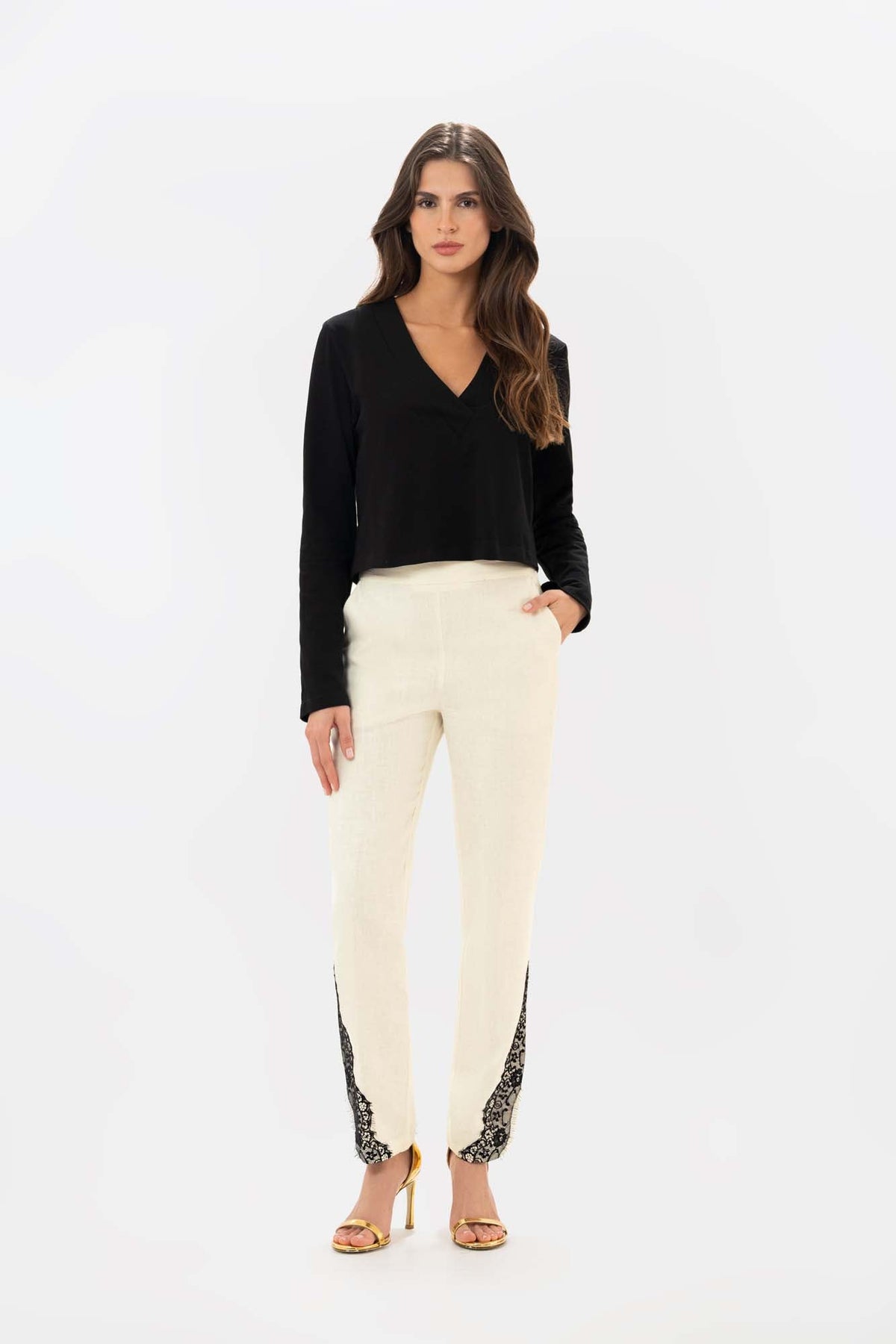 Ivara Ivory Black Pants