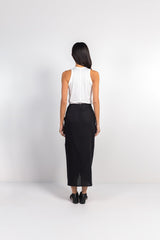 Corchea Black Linen Skirt