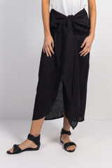 Corchea Black Linen Skirt