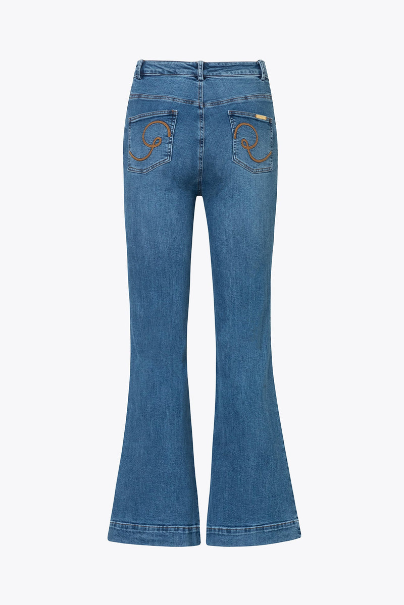 Poplin Flared Blue Jeans